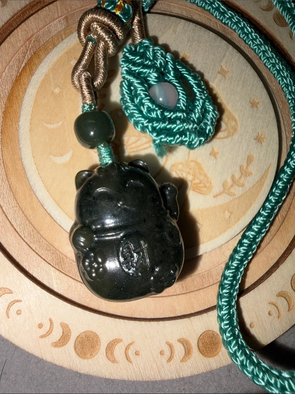 Teal Lucky Cat Charm  keychain - Unbranded